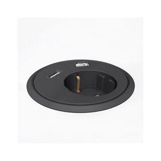 Connector-2: Schuko+USB+Daten MULTILEVEL schwarz