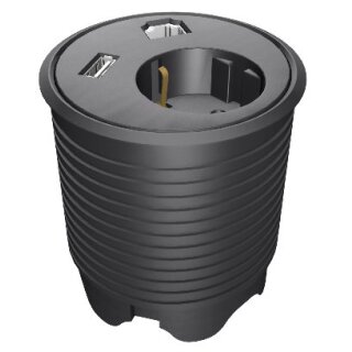 Connector-2: Schuko+USB+Daten MULTILEVEL schwarz