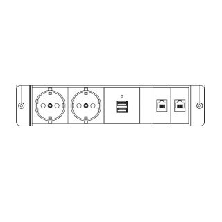 Steckdoseneinbau für Flapbox, 2 Schuko, 2 RJ45/Lan Cat6,...