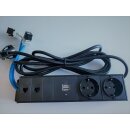 Steckdoseneinbau f&uuml;r Flapbox, 2 Schuko, 2 RJ45/Lan Cat6, 2 USB-Charger