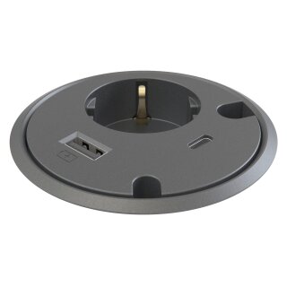 Connector-2 Schuko + 1 USB-Charger, 1 USB-C- Buchse schwarz