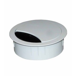 Kabeldose Metall / Zamak 60 mm Ø, 21 mm Höhe weiss lackiert