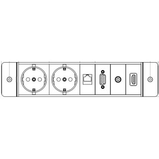 Steckdoseneinbau für Flapbox, 2 Schuko, 1 RJ45/Lan Cat6,...